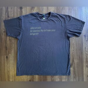 Threadless HAIKUS ARE EASY Men’s Brown Graphic Tee Fun Quirky Streetwear Vibes
